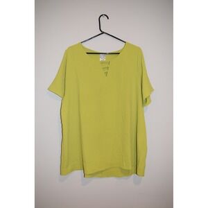 Naif Chartreuse Tunic‎ Top V-Neck Short Sleeve Casual Comfy Plus Size 2X